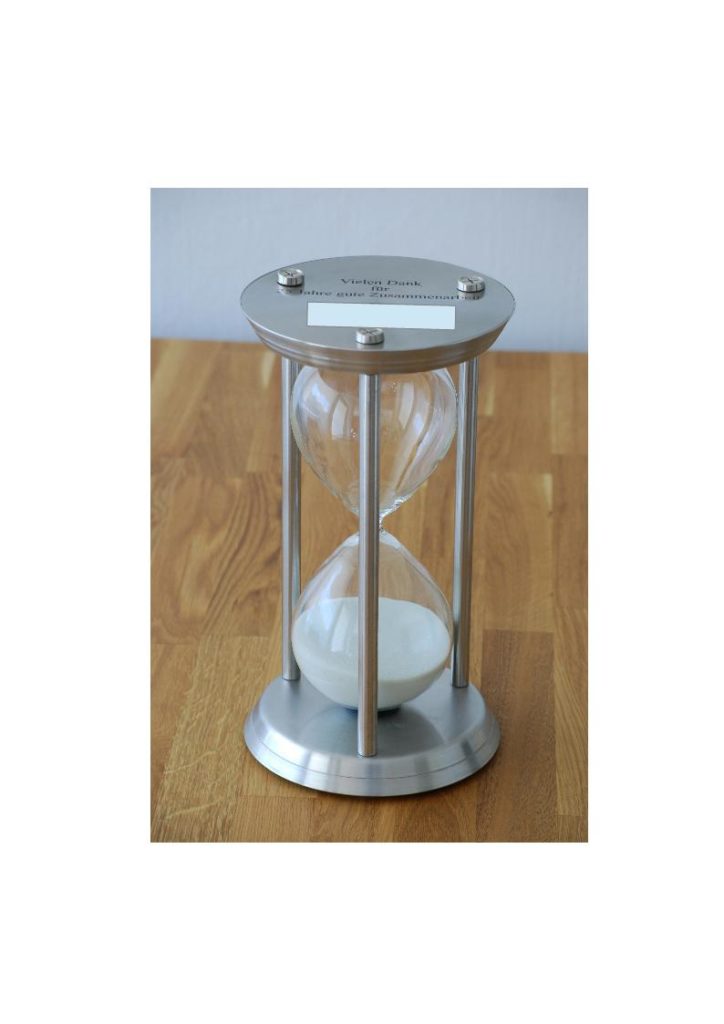 Edelstahl Sanduhr komplett mit Gravur